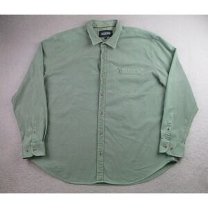 32 Bar Blues Shirt‎ Mens 2XL Green Long Sleeve Button Up Stretch Business Casual